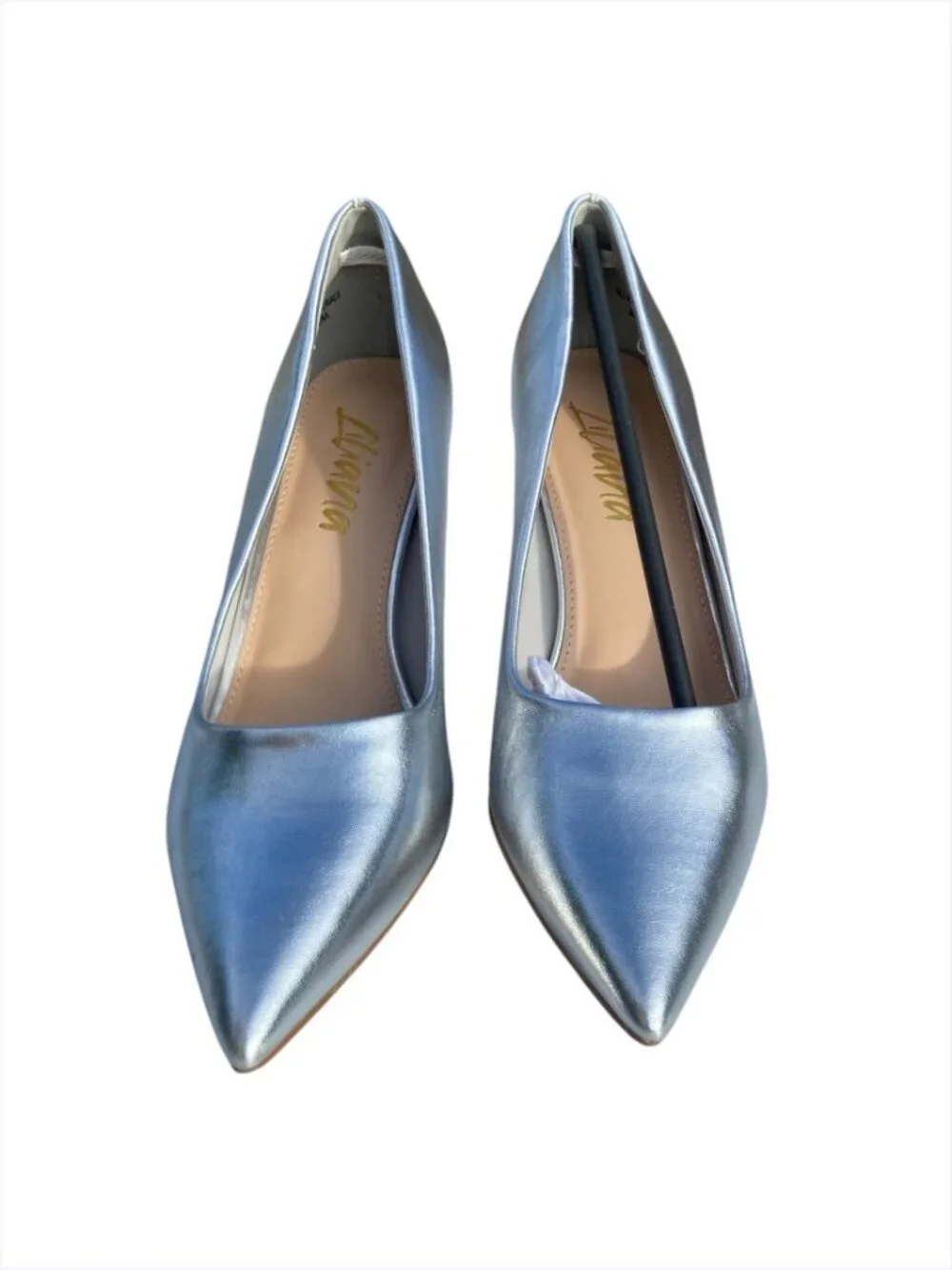 Women’s Metallic Silver Pointed Toe Stiletto Pumps, 7